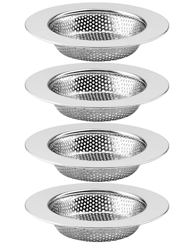 HMTIY 4-Pack Kitchen Sink Drain Strainer, Sturdy Stainless Steel, for Most Kitchen Sink, Effectively Catches Food Particles to Keep Drain Cleanliness, Ease of Cleaning, Outer Diameter 4.5 Inch - Image 1