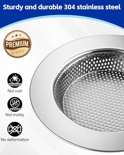 HMTIY 4-Pack Kitchen Sink Drain Strainer, Sturdy Stainless Steel, for Most Kitchen Sink, Effectively Catches Food Particles to Keep Drain Cleanliness, Ease of Cleaning, Outer Diameter 4.5 Inch - Image 3