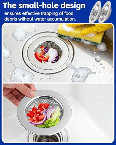 HMTIY 4-Pack Kitchen Sink Drain Strainer, Sturdy Stainless Steel, for Most Kitchen Sink, Effectively Catches Food Particles to Keep Drain Cleanliness, Ease of Cleaning, Outer Diameter 4.5 Inch - Image 2