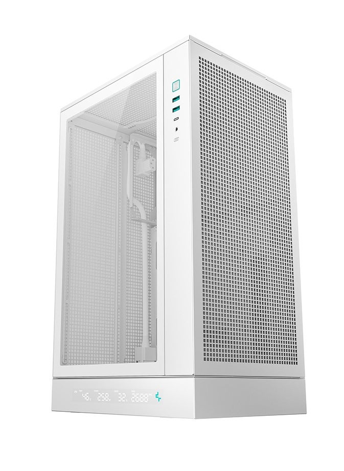 DEEPCOOL CH270 Digital High Airflow Vertical Micro-ATX Compact PC Case, Tempered Glass, Digital System Monitor Display, Support for Micro-ATX & Mini-ITX, 4 Expansion Slots, USB 3.2 Gen2 Type-C, Multiple Fan & Radiator Support (Up to 360mm), High Airflow Mesh Design, White | R-CH270-WHNDM0-G-1  - Image 2