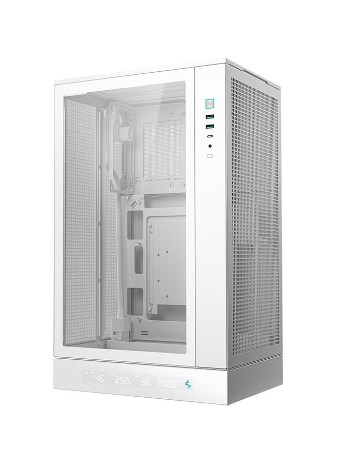 DEEPCOOL CH270 Digital High Airflow Vertical Micro-ATX Compact PC Case, Tempered Glass, Digital System Monitor Display, Support for Micro-ATX & Mini-ITX, 4 Expansion Slots, USB 3.2 Gen2 Type-C, Multiple Fan & Radiator Support (Up to 360mm), High Airflow Mesh Design, White | R-CH270-WHNDM0-G-1  - Image 3