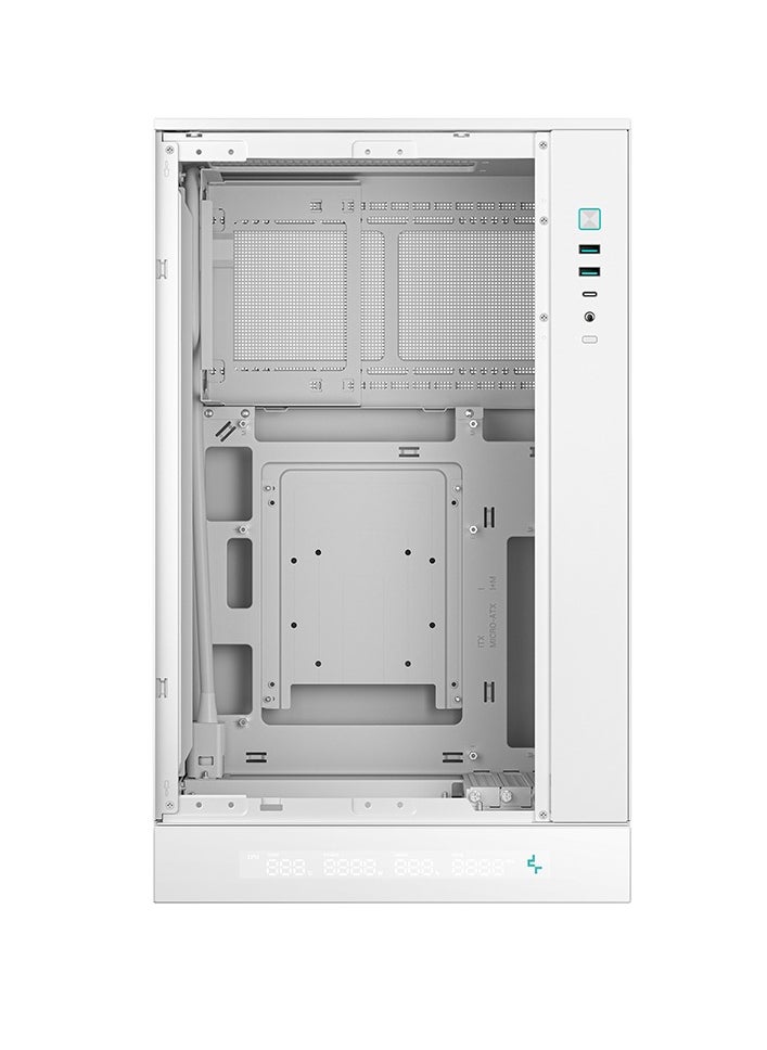 DEEPCOOL CH270 Digital High Airflow Vertical Micro-ATX Compact PC Case, Tempered Glass, Digital System Monitor Display, Support for Micro-ATX & Mini-ITX, 4 Expansion Slots, USB 3.2 Gen2 Type-C, Multiple Fan & Radiator Support (Up to 360mm), High Airflow Mesh Design, White | R-CH270-WHNDM0-G-1  - Image 5