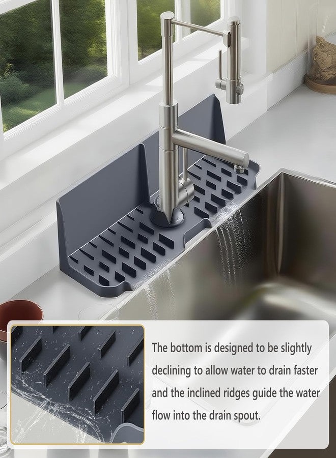 DAECHAO Silicone Kitchen countertop and Sink Splash Guard, Protector Home Organization Gadgets Organizer, 16.9” x 5.5’’ x 3.9’’ Sink Sponge Holder for Kitchen, Bathroom (Grey) - Image 5