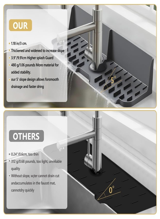 DAECHAO Silicone Kitchen countertop and Sink Splash Guard, Protector Home Organization Gadgets Organizer, 16.9” x 5.5’’ x 3.9’’ Sink Sponge Holder for Kitchen, Bathroom (Grey) - Image 3