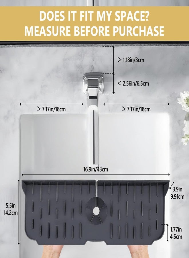 DAECHAO Silicone Kitchen countertop and Sink Splash Guard, Protector Home Organization Gadgets Organizer, 16.9” x 5.5’’ x 3.9’’ Sink Sponge Holder for Kitchen, Bathroom (Grey) - Image 2