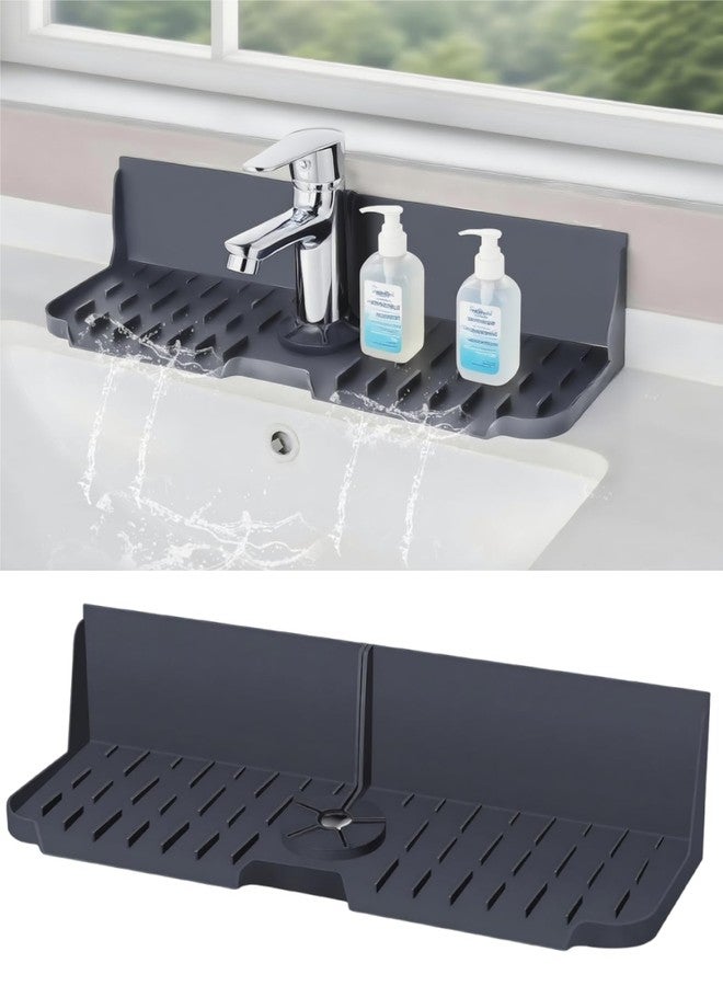 DAECHAO Silicone Kitchen countertop and Sink Splash Guard, Protector Home Organization Gadgets Organizer, 16.9” x 5.5’’ x 3.9’’ Sink Sponge Holder for Kitchen, Bathroom (Grey) - Image 1
