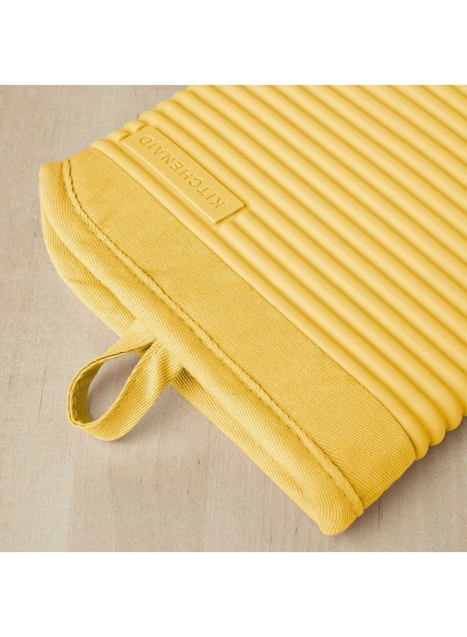 KitchenAid Ribbed Soft Silicone Oven Mitt Set, Orange Sorbet, 7.5"x13", 2 Count - Image 3