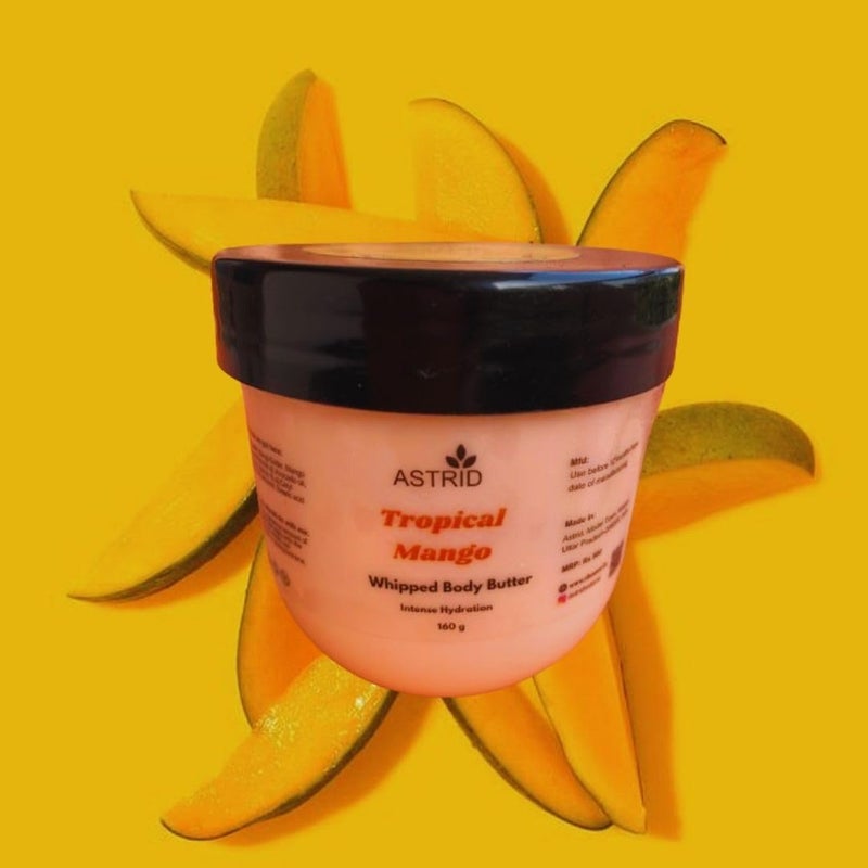 Astrid Tropical Mango Body Butter, Intense hydration, reduced stretchmarks, 160 GMS, No Parabens and sulphate, All skin type - Image 1