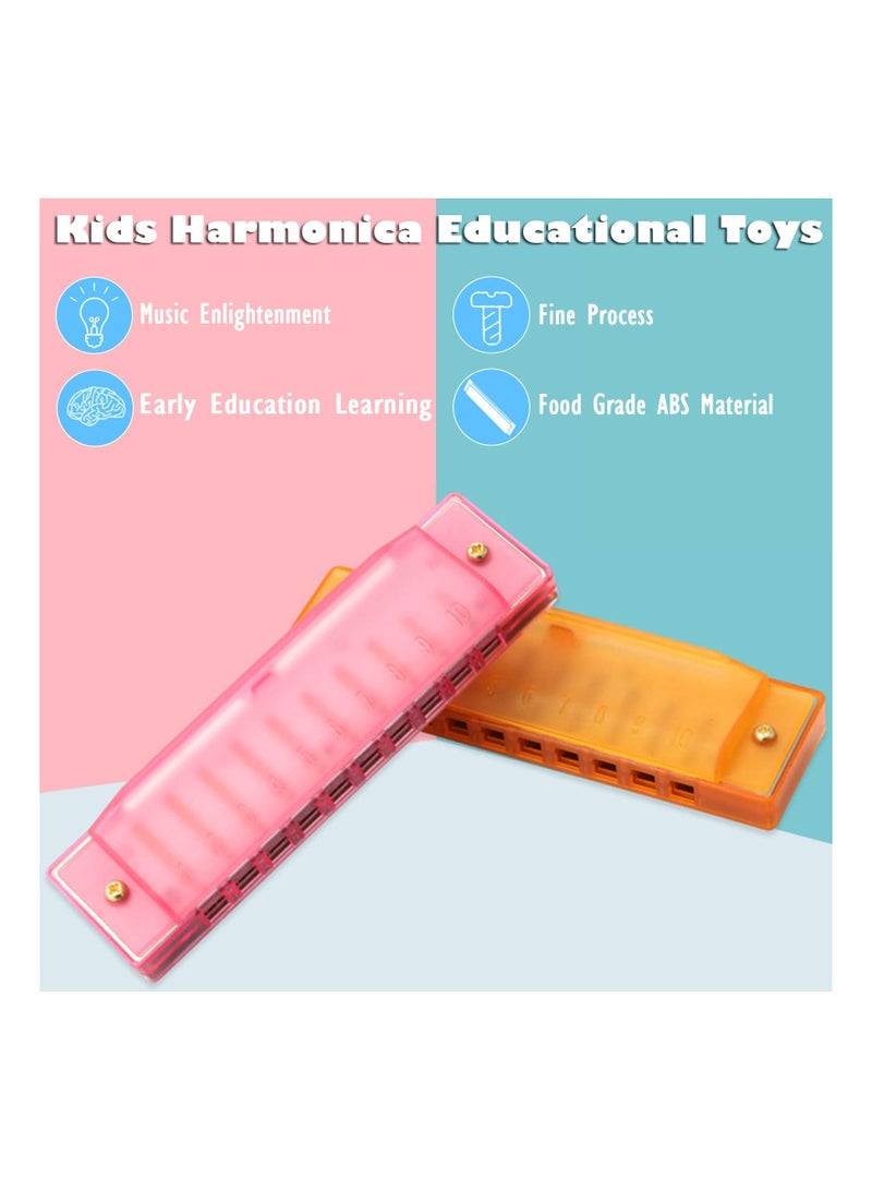 Harmonica for Kids, 10 Hole Translucent Kids Harmonica, Educational Toys Beginners Toy Musical Instruments for Kids Children Party Holidays for Beginner(Blue, Red, Green, Orange, Pink)(5 Pack ) - Image 5
