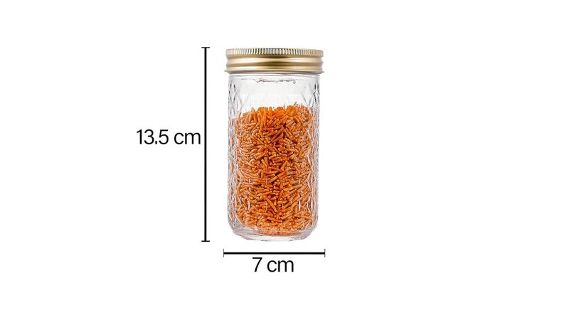 CROCO JAR Croco 350 Ml Mason Jars With Lids Canning Jars Wide Mouth Mason Jar Cup For Jam Honey Baby Foods Craft and Dry Food Storage Pack Of 6 Golden - Image 2