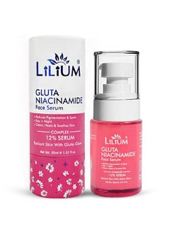 LILIUM Face Serum 30Ml Gluta Niacinamide 12% Helps To Reduce Wrinkles Pigmentation & Spots Clears Heals & Soothes Skin Anti Aging Radiant Glow Brightening & Healthier Skin 100% Vegan  - Image 1