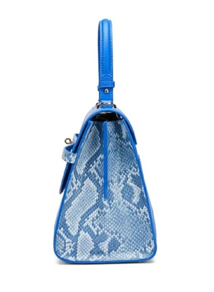 UHURA Blue Office Medium Size Bag – Genuine Leather Handbag for Women, Trendy Contrast Color Flap Design, Fashionable and Practical Medium-Sized Handbags, Perfect for Work, Casual Outings, or Daily Use, Durable and Lightweight Shoulder Bags For Office Use - Image 3