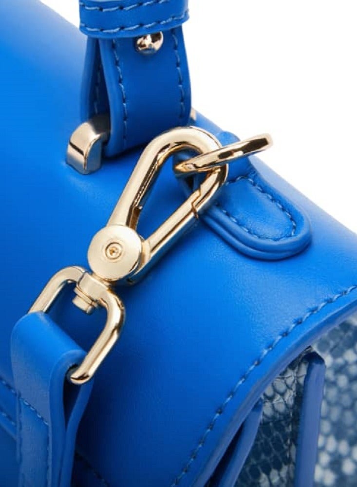 UHURA Blue Office Medium Size Bag – Genuine Leather Handbag for Women, Trendy Contrast Color Flap Design, Fashionable and Practical Medium-Sized Handbags, Perfect for Work, Casual Outings, or Daily Use, Durable and Lightweight Shoulder Bags For Office Use - Image 4