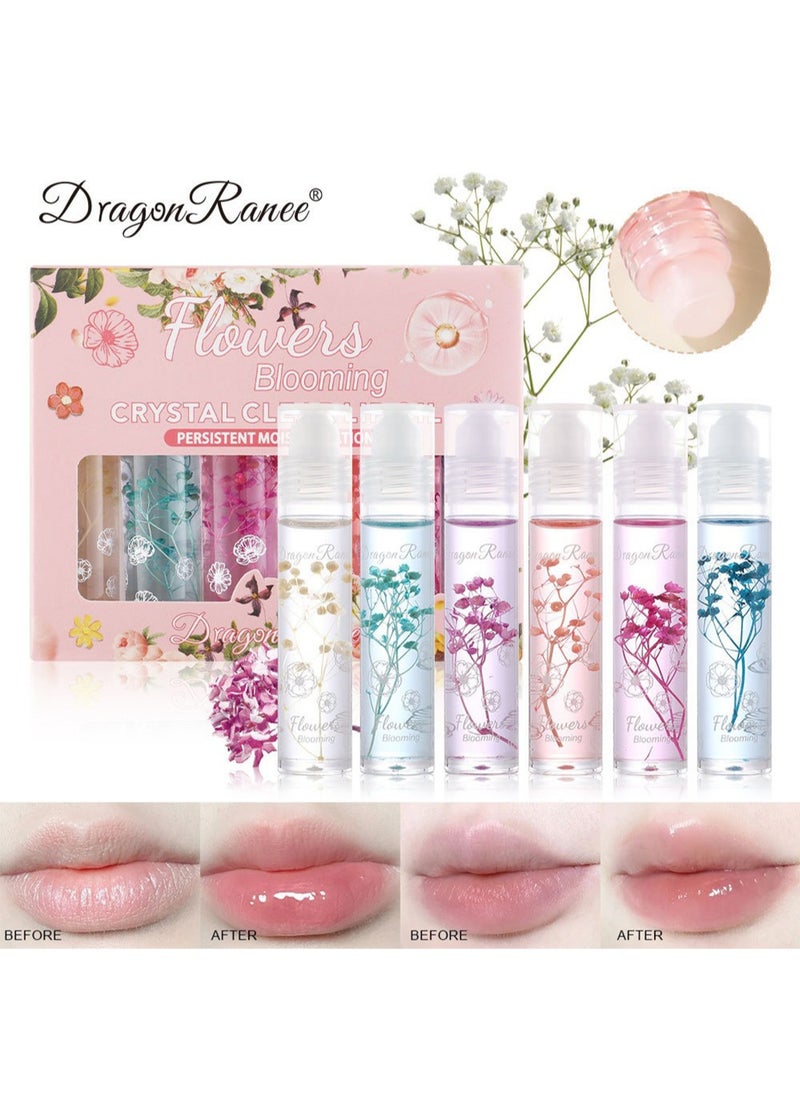 Dragon Ranee - Crystal Clear Lip Oil, Glossy Lip Plumper Flower Set, Moisturizing Transparent High-Shine Long Lasting Lip Tint Lipstick for Lip Care and Dry Lips 6Pcs - Image 1