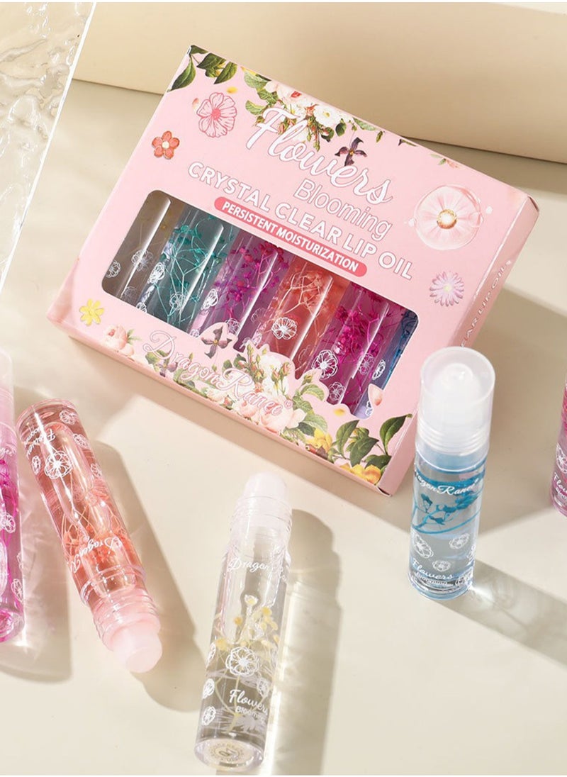 Dragon Ranee - Crystal Clear Lip Oil, Glossy Lip Plumper Flower Set, Moisturizing Transparent High-Shine Long Lasting Lip Tint Lipstick for Lip Care and Dry Lips 6Pcs - Image 1