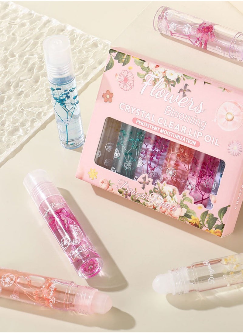 Dragon Ranee - Crystal Clear Lip Oil, Glossy Lip Plumper Flower Set, Moisturizing Transparent High-Shine Long Lasting Lip Tint Lipstick for Lip Care and Dry Lips 6Pcs - Image 1