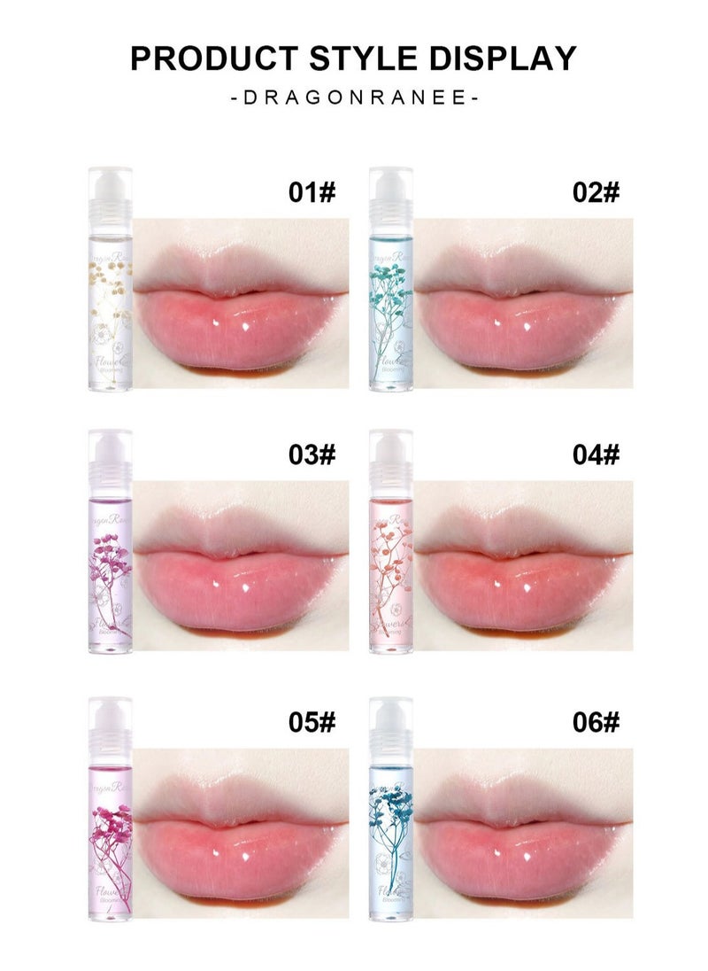 Dragon Ranee - Crystal Clear Lip Oil, Glossy Lip Plumper Flower Set, Moisturizing Transparent High-Shine Long Lasting Lip Tint Lipstick for Lip Care and Dry Lips 6Pcs - Image 1
