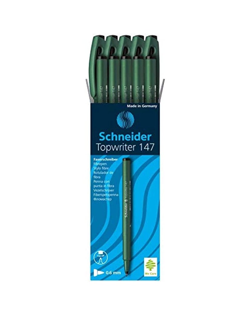 Schneider - Schneider 1471 Topwriter 147 Fibre-Tip Pen (Hard Fibre Tip, Line Width 0.6 mm) Pack of 10 Black - Image 1