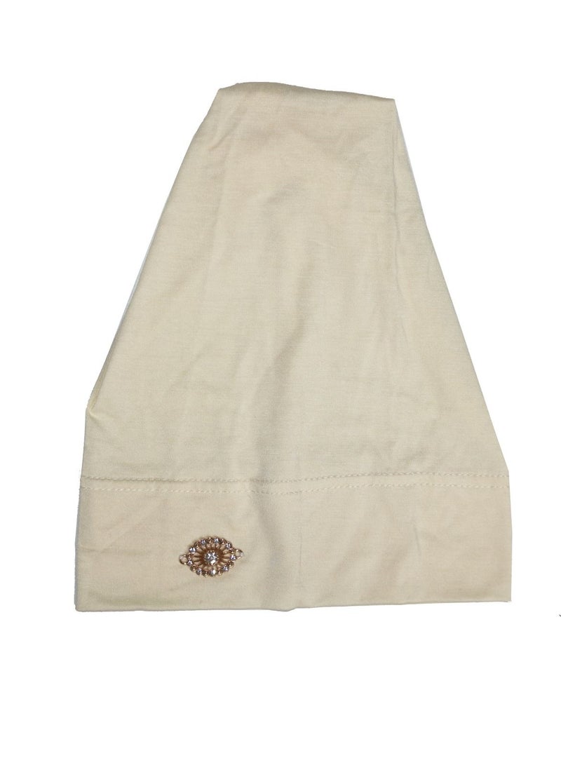 Loquat Women's Solid Color Stretch Inner Tube Hijab Beige - Image 3