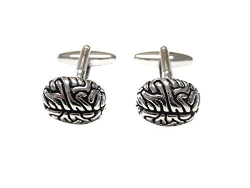 Kiola Designs Silver Toned Anatomical Brain Cufflinks - Image 4