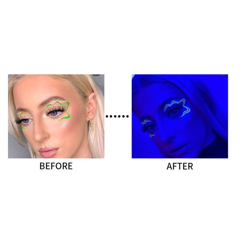 Wismee UV Glow Neon Liquid Eyeliner, Matte Colored Eyeliners Pen, Rainbow Colorful Neon Eyeliner Pencil Pigmented Waterproof Smudgeproof Long Lasting Eye Liner for Halloween Christmas Makeup (Green) - Image 3