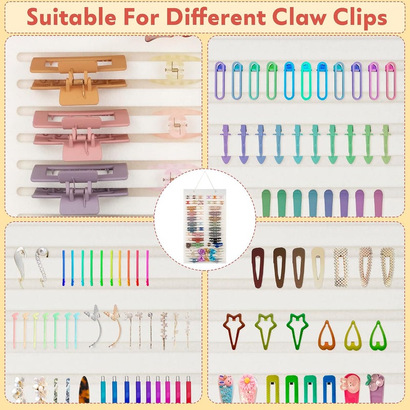 JOYMOMO Women Hanging Hair Clip Organizer Display Hair Bows Stand Hanger Claw Clip Storage (Beige) - Image 4