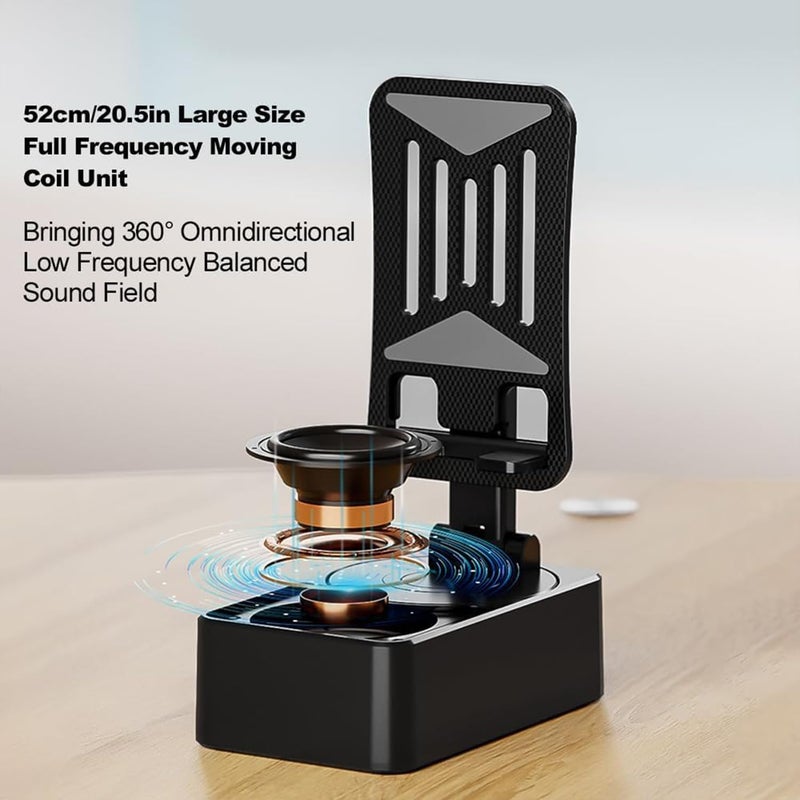 Foloose Cell Phone Stand Three-In-One BT Speaker Phone Stand &Charger Foldable & Rotatable 5000mAh Portable Speakers Phone Charger Stand for Desk - Image 5