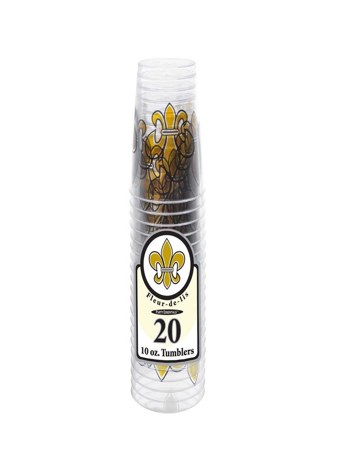 Party Essentials 20-Count Printed Hard Plastic 10 oz Tumblers/, Fleur De Lis Cups, Clear - Image 3