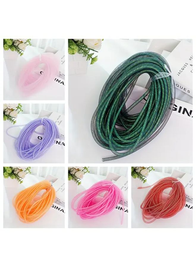 Green Holographic Mesh Tube Ribbon Shiny Transparent Flexible Crafting for Hair Shoes Bags Costumes Halloween Decorations - Image 2