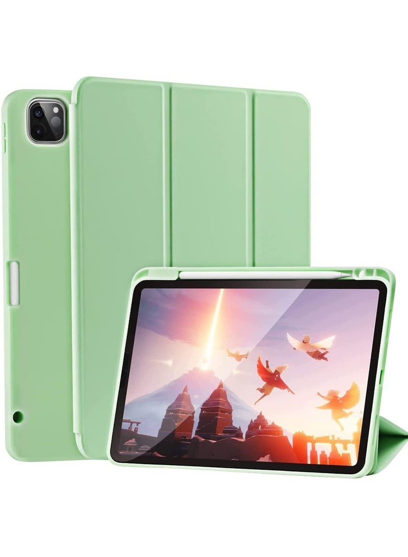 Case for iPad Pro 11 Inch 2021(3rd Gen)/2020(2nd Gen) with Pencil Holder [Support iPad 2nd Pencil Charging/Pair] Slim Trifold Stand, Smart Protective Case Cover (Green) - Image 1