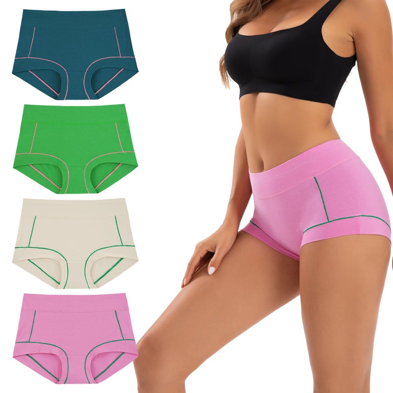 INNERSY Women's Cotton Boyshorts Underwear Soft Moisture Wicking Boxer Briefs 4-Pack(Fresh Candy,Medium) - Image 1