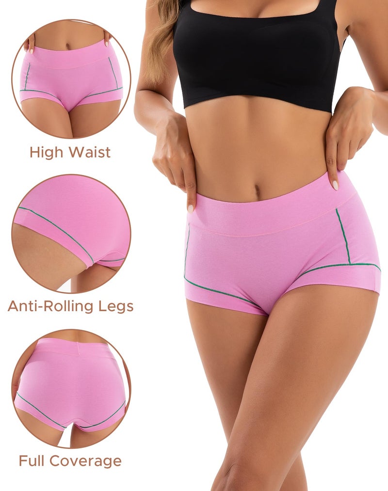 INNERSY Women's Cotton Boyshorts Underwear Soft Moisture Wicking Boxer Briefs 4-Pack(Fresh Candy,Medium) - Image 3
