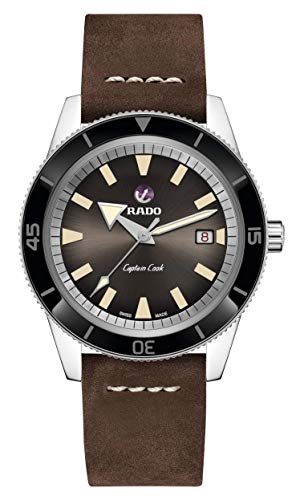 Rado Men's Captain Cook Leather Swiss Automatic Watch, Brown (R32505305) - Image 4