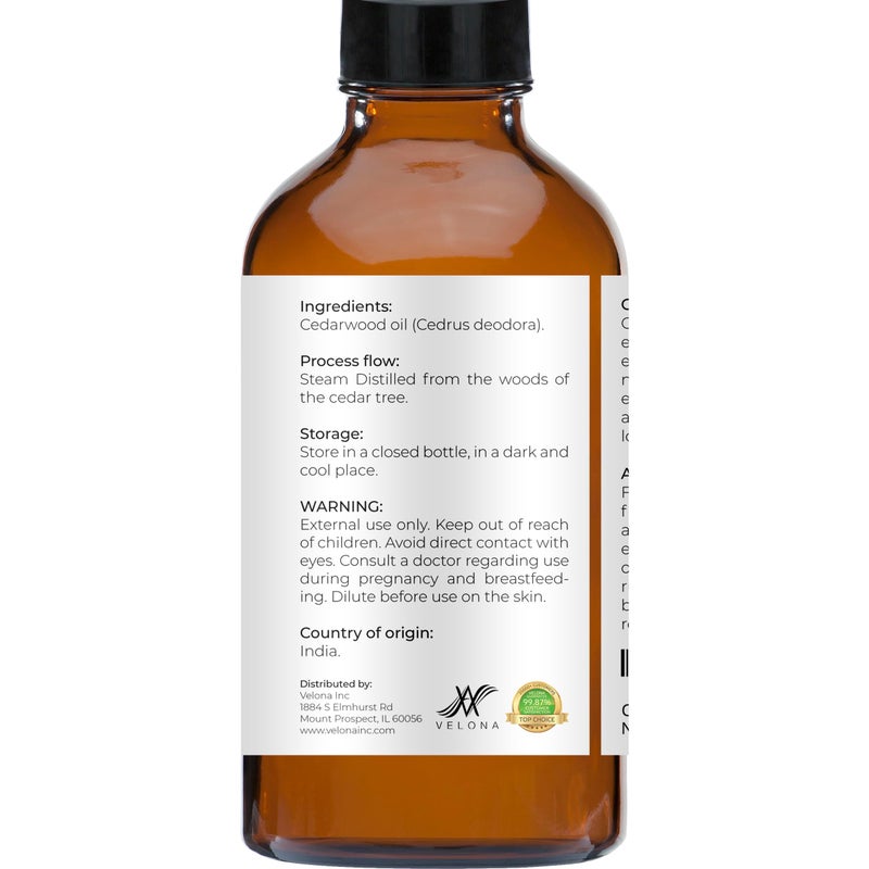 velona Cedarwood Essential Oil 4 Fl Oz | Therapeutic Grade 100% Pure and Natural | for Aromatherapy Diffuser, Massage, Skincare, Haircare, Soapmaking - Image 5