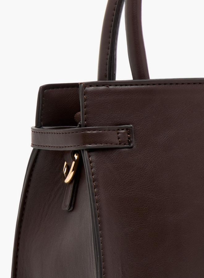 Textured Tote Bag with Scarf Detail - Image 5