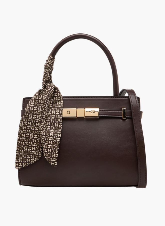 Textured Tote Bag with Scarf Detail - Image 1