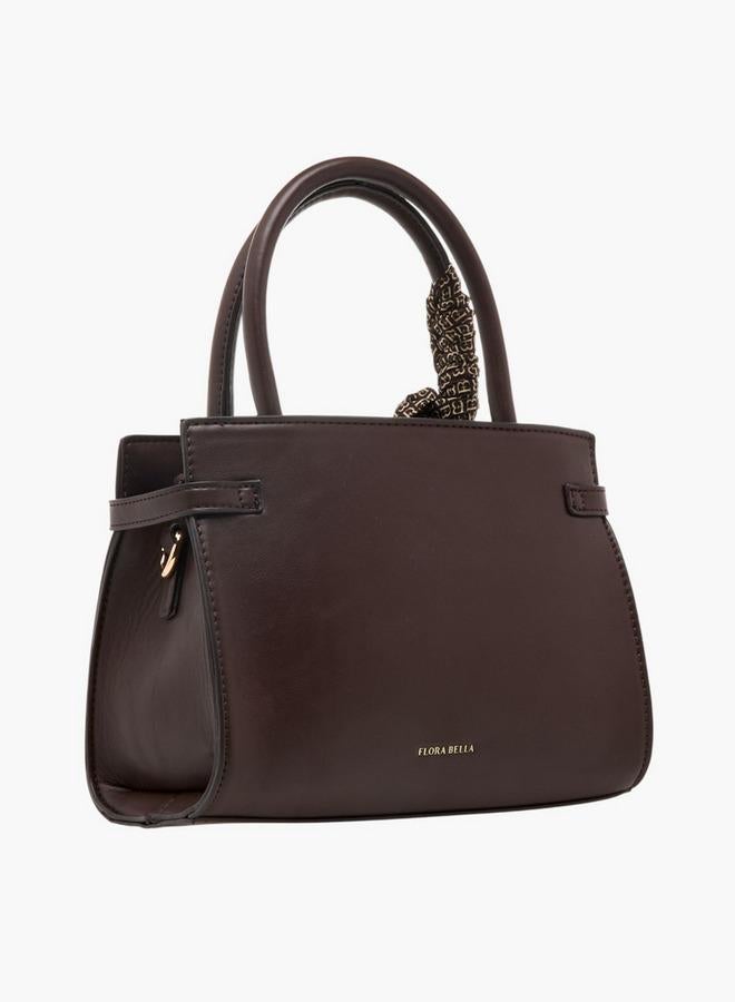 Textured Tote Bag with Scarf Detail - Image 3