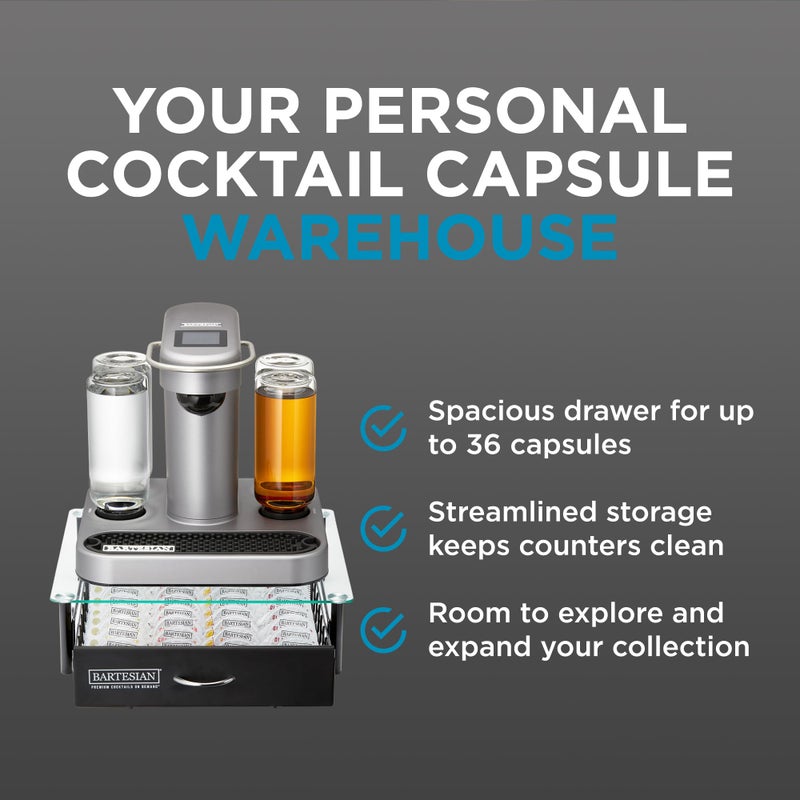 Bartesian Cocktail Capsule Storage Drawer Organizer - Stylish Mixology Cocktails Drink Mixer Holder Dispenser - Home Bar Accessories for Cocktail Maker Machine - Holds Up to 36 Bartesian Capsules - Image 3