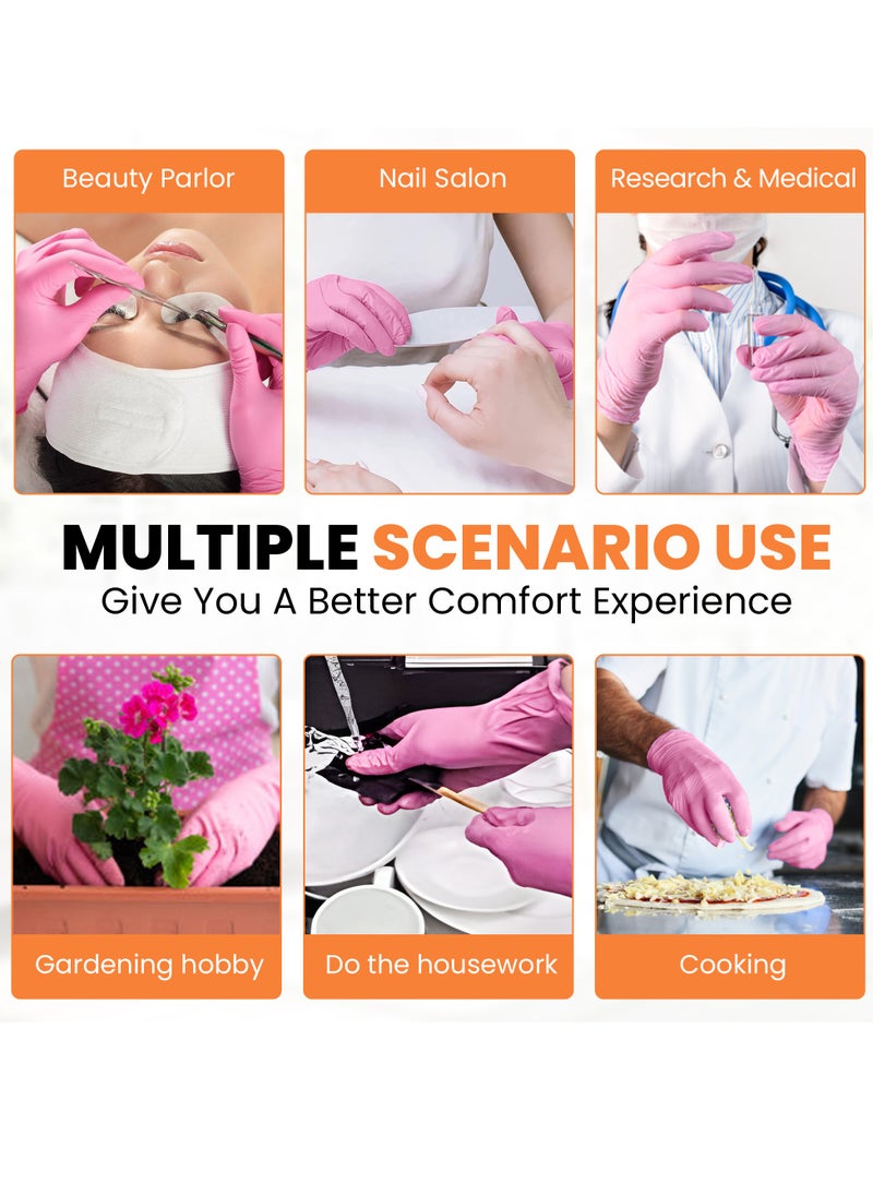 Zalcoon - Zalcoon Nitrile Exam Gloves, Pink, Powder Free, Latex Free, Best for Restaurant, Saloon, Kitchen, Cleaning, Food Prep (1  Pack x 100 Pieces) - Image 1