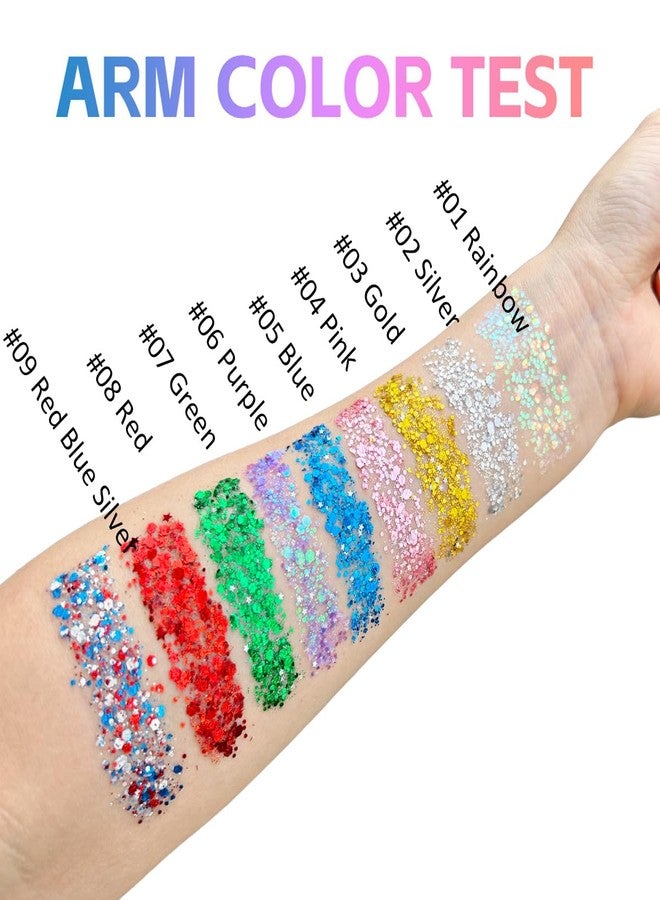 Mysense Red Face Hair Body Glitter Stick,4th of July Accessories and Outfits for Women Girls Kids,USA Flag Makeup for Independence Day Memorial Day Veterans Day,Festival Rave Accessories - Image 4