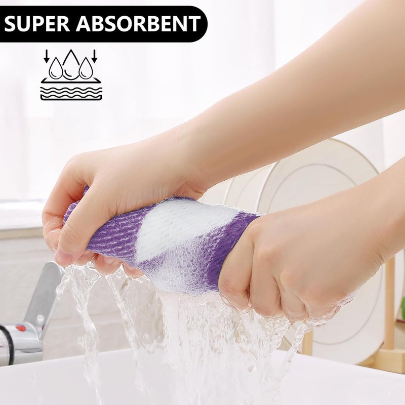 Homaxy 100% Cotton Waffle Weave Check Plaid Kitchen Towels  13 X 28 Inches  Super Soft And Absorbent Dish Towels For Drying Dishes  4-Pack  White & Purple - Image 4