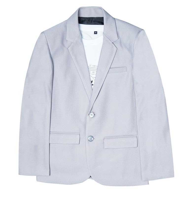 CHARCHIT Boys Cotton Blend Full Sleeves Solid Blazer and T-Shirt Set - Grey - Image 1