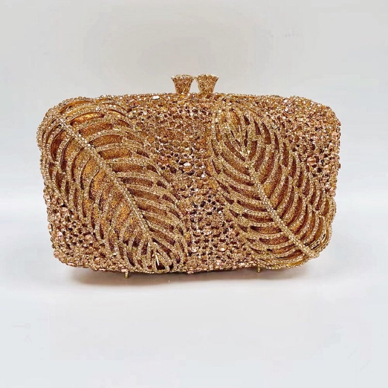 Carefully Selected Two-Piece Tree Leaves And Diamond Dinner Bag Banquet Rhinestone Clutch Dress Women'S Bag Clutch Purse - Image 5