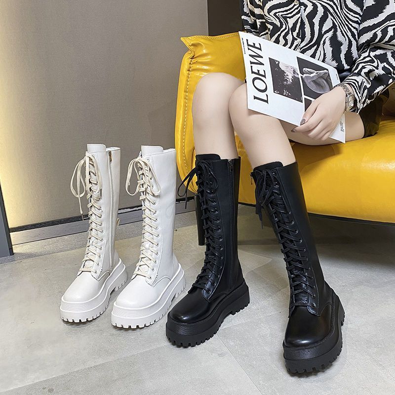 Black Motorcycle Boots 2025 Breathable Thick-Soled Mid-Calf Boots Long Knight Boots Over The Knee Boots - Image 3