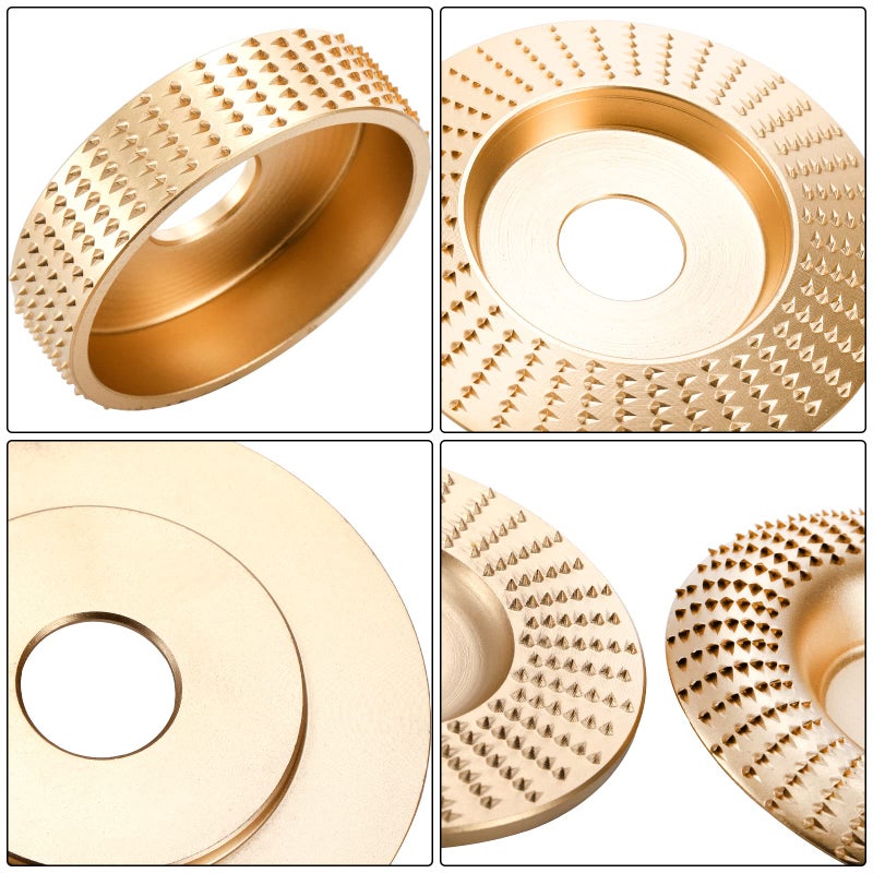 Hedume مجموعة هيدوم من 5 أقراص نحت خشبية لآلة الطحن بزاوية 4" أو 4 1/2" مع محور 7/8"، قرص تشكيل عجلة الطحن لقطع الخشب، قرص تشكيل نحت الخشب - Image 2