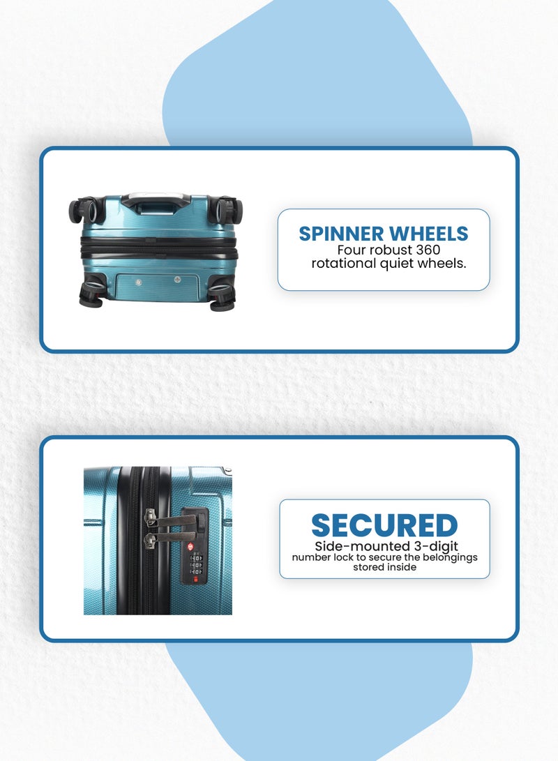 ستارجولد طقم حقائب سفر بعجلات من 3 قطع TPC عجلات جانبية صلبة مع قفل TSA - Image 4