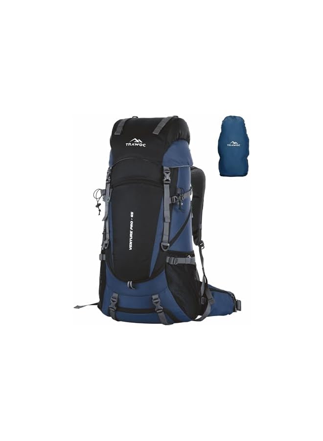 Trawoc حقيبة ظهر ترافوك القابلة للتعديل بسعة 65 لتر للرحلات والتخييم والسفر للرجال والنساء مع تحميل أمامي وعلوي/غطاء مطري مقاوم للماء/حجرة للأحذية، Hk011 - Image 2