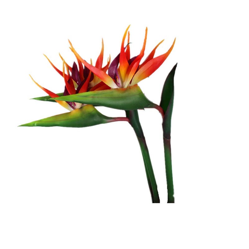 DODXIAOBEUL Large Bird of Paradise 32 Inch Permanent FlowerUV Resistant No Fade Flower Part is Made of Soft Rubber PUArtificial Flower Plants for Home Office 2 Pcs Orange red