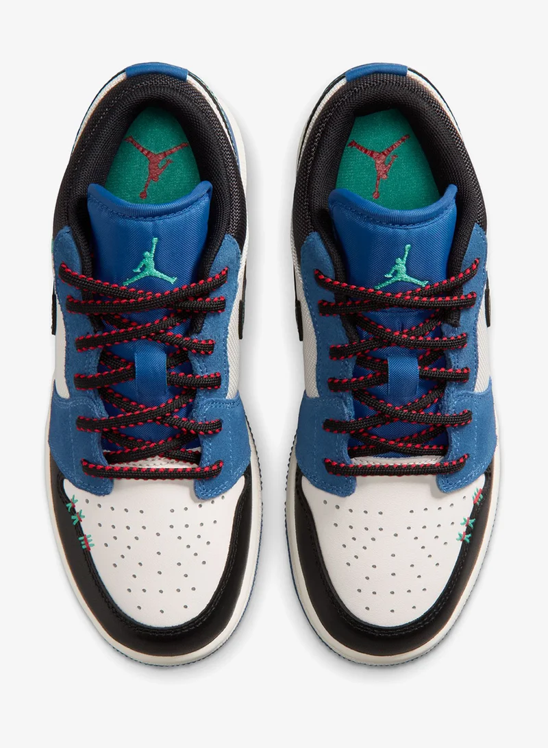 Jordan TRUE BLUE/BLACK-UNIV RED-KINETIC GREEN-CHALK Youth Air Jordan 1 Low Se Uni Bg  | Best Price UAE