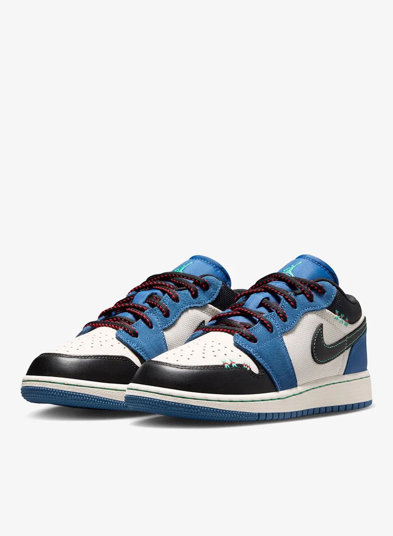 Jordan TRUE BLUE/BLACK-UNIV RED-KINETIC GREEN-CHALK Youth Air Jordan 1 Low Se Uni Bg  | Best Price UAE